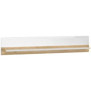 Feldmann-Wohnen Wandboard Adagio weiß Hochglanz / Eiche castello 134 / 24 / 25cm , Holz , Rechteckig , 134x25x24 cm , Wohnzimmer, Regale, Wandregale