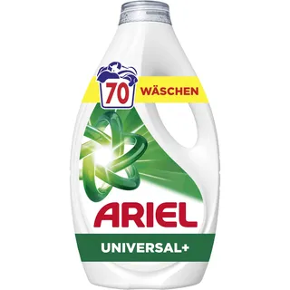 Ariel Flüssigwaschmittel Universal+, 70 Wäschen | Mit Fleck-Weg-Power beim 1. Waschen und zuverlässiger Reinigung auch in kaltem Wasser.