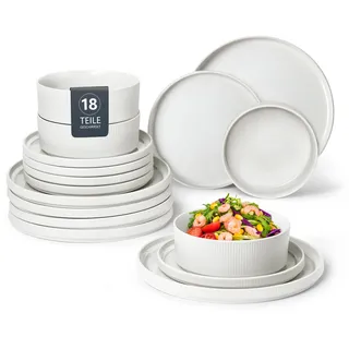 OTTO home Ylvii Geschirr-Set 18-tlg. reaktiv weiß