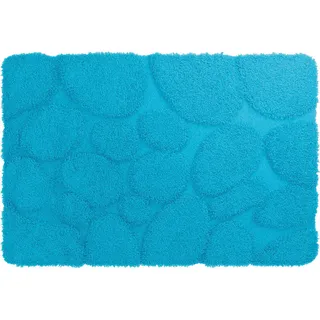 Grund Badematte , Hellblau , Kunststoff , Steine , rechteckig , 60x90 cm , Oeko-Tex® Standard 100 , für Fußbodenheizung geeignet, rutschfest, rutschhemmend, schadstoffgeprüft , Heimtextilien, Badtextilien, Badematten