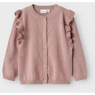 NAME IT Mädchen, Nmfabinne Ls Knit Card Noos Strickjacke, Deauville Mauve/Detail:Tone In Tone Lurex, 80, EU