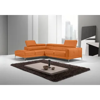 Egoitaliano Ecksofa »Claudie, Designsofa mit extrakomfortablem Sitzkomfort« Inkl. Kopfteilverstellung, L-Form, orange,