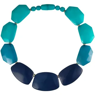 ZAVANA Blau und HellBlau Statement-Halskette für Damen und Mädchen, handgefertigte hellblaue und dunkelblaue Boho Chic Chunky Halskette für Frauen, elegante Trendy Bohemian Modeschmuck