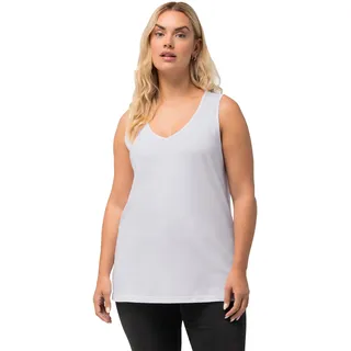 Ulla Popken Damen Feminines Top mit V-neck T-Shirt, schneeweiß, 46-48