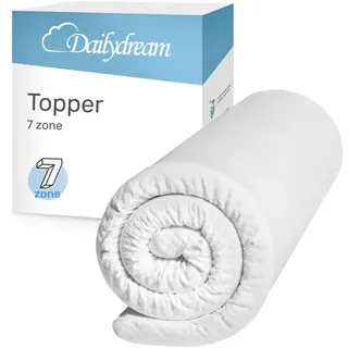 Dailydream 7-Zonen Topper 100x200cm aus Kaltschaum, 6 cm hoch | Edition 7-Zonen, anatomisch geformter Matratzentopper mit waschbarem Bezug, Noppen und elastischen Bändern.