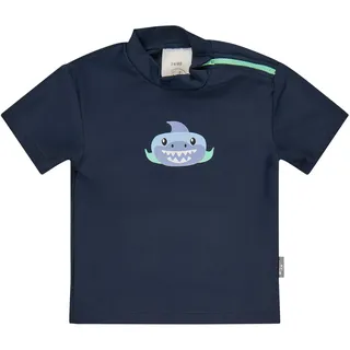 Sterntaler Badeshirt Kurzarm Hai Print - UV-Schutz 50+ Schwimmshirt mit Stehkragen - Jungen UV Shirt mit unterlegtem Reißverschluss hinten - Baby Badebekleidung