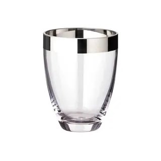 Edzard Vase Charlotte, Höhe 16 cm, Durchmesser 12 cm, mundgeblasenes Kristallglas mit Platinrand - Glas Vase, Blumenvase, Moderne Tulpenvase