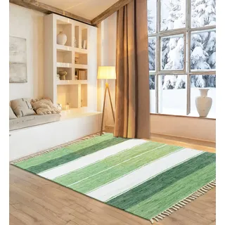 OTTO home Teppich »Alizee« rechteckig 5 mm Höhe Wendeteppich, reine Baumwolle, handgewebt, gestreift, waschbar, modern, bunt