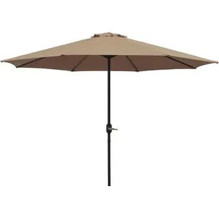 DEGAMO Marktschirm Kurbelschirm Sonnenschirm Aluminium 300cm taupefarben, mit Kurbel, Untergestell Alu, Material Bezug 100% Polyester, Gewicht 6kg - Beige, Grau