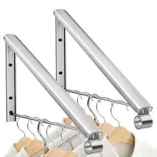MCTNCT 2 Stück Kleiderhaken Klappbar,Kleiderwandhaken Wäschelüfter Wand Klapphaken Haken Kleiderständer kleiderwandhaken Wäschelüfter Wand für Schlafzimmer Badezimmer Balkon Waschküche (Silver)