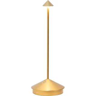 Zafferano, Pina Lampe, Wiederaufladbare und Kabellose Tischlampe mit Touch Control, Geeignet für den Innen- und Außenbereich, Dimmer, 2200-3000 K, Höhe 29 cm, Farbe Gold matt