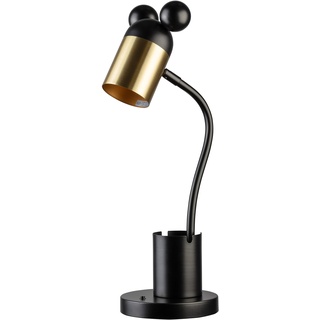 GTV - MOUSE Schreibtischlampe - max.250V, 50/60Hz, 1*E27, max.25 W, Ø.8 cm, IP20, schwarz/gold - Kinderschreibtischlampe Tischlampe Leuchten für Kinder