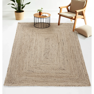 Teppich CARPETFINE "Nele Juteteppich Naturfaser", taupe, B:250cm H:6mm L:300cm, Jute, Teppiche, Teppich, geflochtener Wendeteppich aus 100% Jute, quadratisch und als Läufer