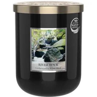 HEART & HOME - Duftkerze auf Basis von natürlichem Sojawachs für Zuhause – großes Glas mit lebendem Wasser und Unterholz – Brenndauer 75 Stunden – Geschenk, Dekoration und Duft für Zuhause