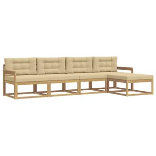 vidaXL Outdoor-Sofagarnitur 4 stk. Weiß und Beige Polyester - Braun