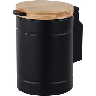 Relaxdays Kosmetikeimer Wandmontage, 3 l, Absenkautomatik, Inneneimer, Metall, Badezimmer Mülleimer eckig, schwarz/natur