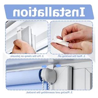 Plissee Halterung, Klemmfix Halterung für Plissees, 2er Set Selbstklebende Halterung ohne Bohren Ersatzteile, Klemmfix Halterung für Fensterplissees mit vier Zugbändern