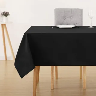 Deconovo Tischdecke Schwarz 130 x 130 cm Lotuseffekt Rechteckig | 1er Set, Fleckschutz, Tischtuch, Tischwäsche, Wasserabweisend, Elegant, Abwischbare, Gartentisch, für Geburtstag und Party