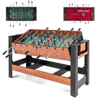 COSTWAY Multi Spieltisch drehbar, 2 in 1/3 in 1 Multifunktionstisch mit Tischkicker & Billardtisch, Tischfußball Komplett Set für Kinder, Erwachsene, Kickertisch für Zuhause, Spielzimmer