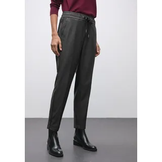 Schlupfhose STREET ONE "Style Bonny", Damen, Gr. 44, Länge 28, anthrazit melange, Web, Obermaterial: 62% Polyester, 33% Viskose, 5% Elasthan, meliert, loose fit lang, Hosen Schlupfhose, mit Tape im Leder-Look
