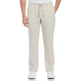 Perry Ellis Herren 100% Linen Drawstring Casual Pants for Men, Regular Fit, Lightweight (Waist Size 29-54 Big & Tall) Lässige Hose, Natürliches Leinen, 34W / 32L