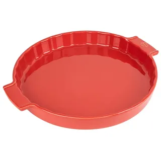 Peugeot - Runde Tarteform aus Keramik - 35 cm x 30 cm x 4,3 cm - Fassungsvermögen: 2,1 L - 10 Jahre Garantie - Rot