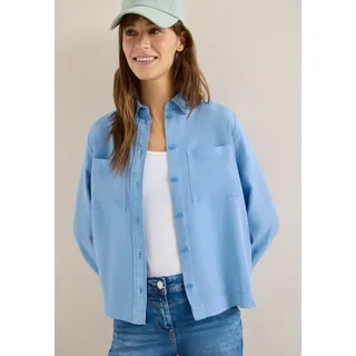 Langarmbluse CECIL, Damen, Gr. XXL (46), cloud blau, Web, Obermaterial: 100% Lyocell, unifarben, lässig geschnitten hüftbedeckend, Rundhals, 1-Knopf-Manschette, Blusen Langarmbluse, aus atmungsaktivem Lyocell