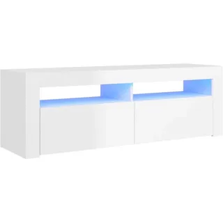 vidaXL TV-Schrank mit LED-Leuchten Hochglanz-Weiß 120x35x40 cm