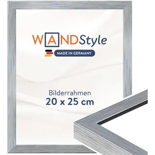 WANDStyle Bilderrahmen 20x25 Silber, moderner Bilderrahmen Holz, hochwertiger Holzbilderrahmen, Posterrahmen zum Aufhängen, Rahmen 25x20 cm, Fotorahmen H950 - Made in Germany