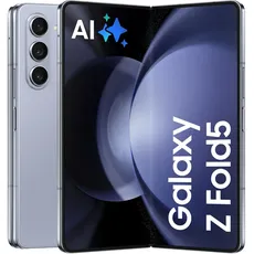 Samsung Galaxy Z Fold5 Faltbares AI-Android-Smartphone ohne Vertrag, Handy, 512 GB, Verlängerte Akku-Laufzeit, HD-Kamera, Icy Blue, Inkl. 36 Monate Herstellergarantie [Exklusiv bei Amazon]