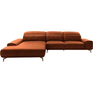 Musterring Wohnlandschaft "MR 2490 Ecksofa mit erstklassigem Sitzkomfort, Long-Life-Leder" Bronze-Fuß Sitzhöhe 46cm, wahlweise mit Funktionen, Maße 342 x 207 cm, cognac, b