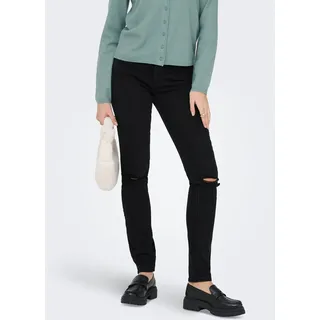 Skinny-fit-Jeans ONLY "ONLSUMI MID WAIST KNEE DES SK DNM BOX", Damen, Gr. L, Länge 30, washed schwarz, Denim/Jeans, Obermaterial: 65% Baumwolle, 18% Polyester, 15% Viskose, 2% Elasthan, Destroyed-Effekte, unifarben, skinny fit lang, Jeans Skinny-fit-Jeans, Destroyed Effekte