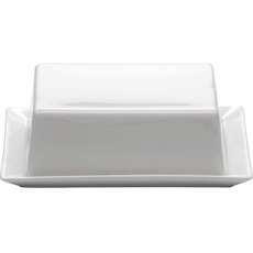 Bild AA6744 Butterdose 16x13x5 cm eckig, Weiß, Porzellan – Kitchen – mit Deckel, Geschenkbox – für 250 g