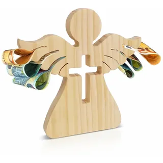 Parastar Holzengel Firmung Geschenke Jungen Mädchen,Holz Schutzengel Geldgeschenk,Holzengel Hochzeit, Engel Holzfiguren als Geldgeschenk für Taufe, Kommunion, Konfirmation, Hochzeit
