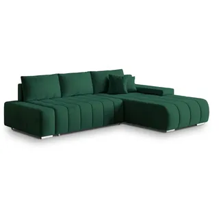 masseno Ecksofa ALESE R-S mit Schlaffunktion L-Form, Sofa mit Bettkasten, Wohnzimmersofa, Couch, Soffa, Bettsofa, Couchgarnitur- Grün, MONOLITH 37 - Grün