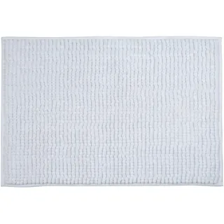 - Mikrofaser Chenille Badematte - Langflor rutschfest - 50 x 80 cm - Weiß - Waschmaschinenfest - Schnelltrocknende Aufhängeschlaufe