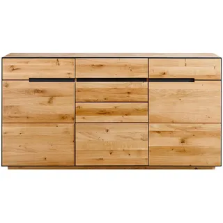 Linea Natura Sideboard , Eichefarben , Holz , Wildeiche , furniert, massiv , 2 Fächer , 4 Schublade(n) Schubladen , 165x85x42 cm , Beimöbel erhältlich , Holzmöbel, Wohnwände Holz, Wohnwand Serien Holz