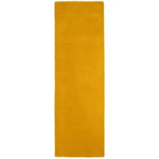 carpetfine handgefertigter Wollteppich Gabbeh Lola Läufer Gelb 80x300 cm Weich, Hochwertig, Zeitlos | Teppichläufer für Gemütlichkeit & Eleganz im Wohnzimmer, Schlafzimmer und Flur