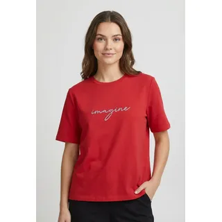 Kurzarmshirt VILA "VISYBIL IMAGINE O-NECK S/S TOP/PB/LC", Damen, Gr. L, rot (hibiscus detail:cherry blossom, fiji flower), Jersey, Obermaterial: 100% Baumwolle, bedruckt, regular fit normal, Rundhals, Shirts Kurzarmshirt