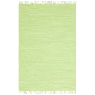OTTO home Wollteppich »Ares« rechteckig 5 mm Höhe Uni Farben, handgewebt, mit Fransen, reine Baumwolle, waschbar, Läufer, grün