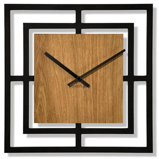 FLEXISTYLE Wanduhr ohne tickgeräusche modern Design Holz schwarz wanduhren Wohnzimmer jugendzimmer quadratisch Junge Harmonic
