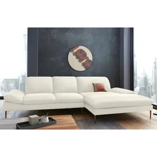 W.Schillig Ecksofa »enjoy&MORE, Designsofa, bequem, elegant und zeitlos, L-Form« Sitztiefenverstellung, Füße bronze pulverbeschichtet, Breite 340 cm, weiß