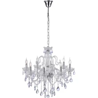 Paul Neuhaus 3081-00 Gracia Pendelleuchte inkl. Kristallanhänger 8 x E14 40W Transparent Rund - Transparent