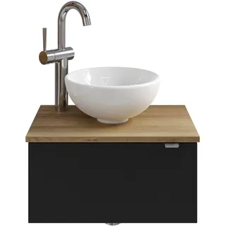 Saphir »Serie 6915 Waschschale mit Unterschrank für Gästebad, Gäste WC« Keramik-Aufsatzbecken, Waschtischplatte, Waschtischunterschrank, 3 Stk. tlg. 51 cm breit, 1 Tür, Waschtischplatte, kleine Bäder, ohne Armatur
