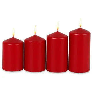 Adventskerzen rot 4er Stumpenkerzen Weihnachtskerze Stufenkerzen Stumpen Kerze