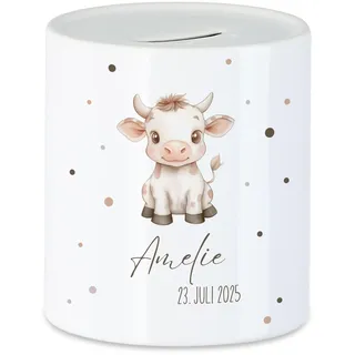 Spardose Kinder mit Namen Personalisiert, Tiermotiv Elefant Geschenk für Mädchen & Junge Geburtstag, Weihnachten, Geburt und Taufe - Sparschwein Geldgeschenk und Wunscherfüller