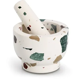 Mörser ZELLER PRESENT "& Stößel-Set, "Terrazzo", bunt, H:9cm Ø:12cm, Natur-Granit, Mörser, Mörser, Natur-Granit, 1,7 kg, 240 ml