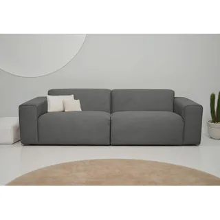 OTTO home 3-Sitzer »Koa, 228 cm, Modulsofa in Cord, Chenille, Struktur, Webstoff« Designsofa, weicher Lounge-Sitzkomfort, Welleunterfederung, bodentief, grau