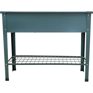 Metall-Hochbeet mit Ablagegitter, dunkelgrün, groß und modern, Kräuterhochbeet - dunkelgrün