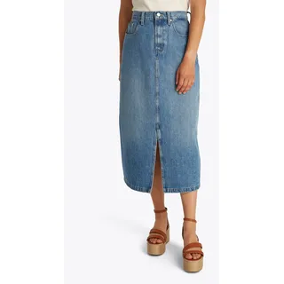 Jeansrock TOMMY HILFIGER "DNM MIDI STRAIGHT SKIRT HW UMA", Damen, Gr. 44, uma, Denim/Jeans, Obermaterial: 100% Baumwolle, unifarben, straight fit wadenlang, Röcke Jeansrock, in blauer Waschung